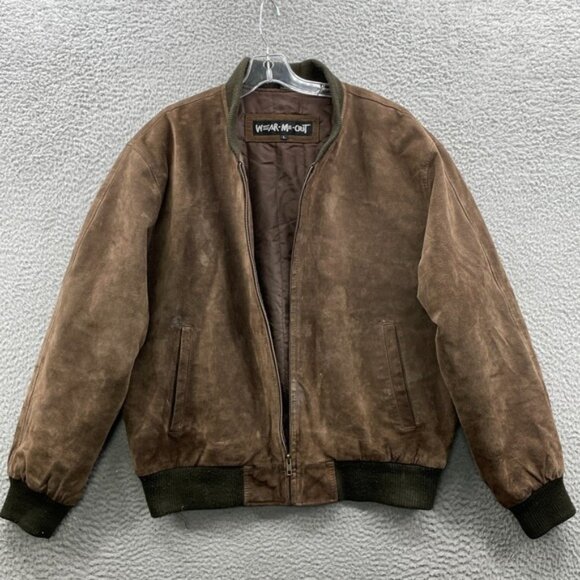 Wear Me Out Suede Bomber Jacket Men Large Brown Grandpa Academia Moto Streetwear - Picture 3 of 12